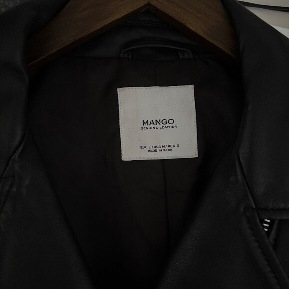 Mango Black Leather Moto Jacket LIKE NEW SHEEP LEATHER size Large - Picture 9 of 9